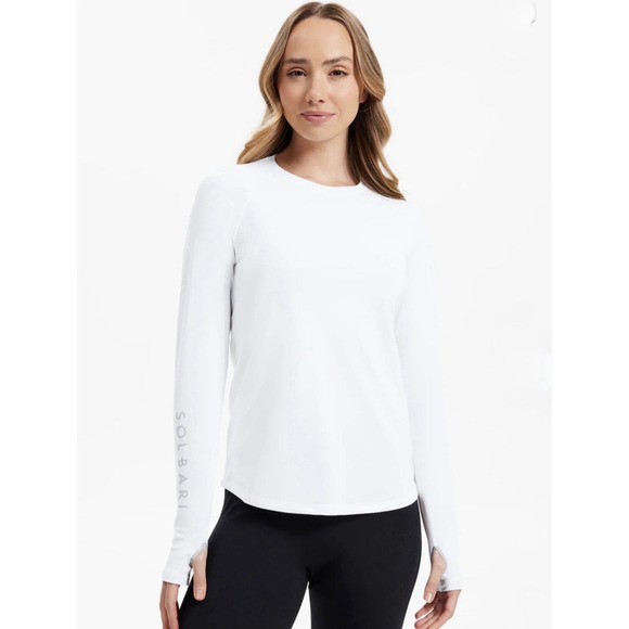 Solbari Long Sleeve Swim Rash Guard Shirt Womens XXL UPF 50+ White Comfort - Picture 1 of 16